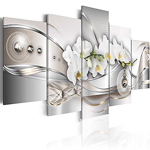 

giant vibrant flower canvas wall art pearl orchids print artwork modern decor 5 panels painting white floral hd picture bedroom framed ready to hang 80x40