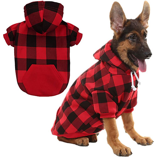 

Dog Cat Sweater Hoodie Plaid / Check Classic Style Christmas Casual / Daily Winter Dog Clothes Puppy Clothes Dog Outfits Warm Blue Red Costume for Girl and Boy Dog Cotton S M L XL
