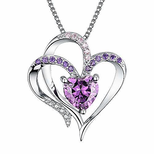 

heart necklace 14k white gold plated 5a purple heart cubic zirconia womens pendant necklace