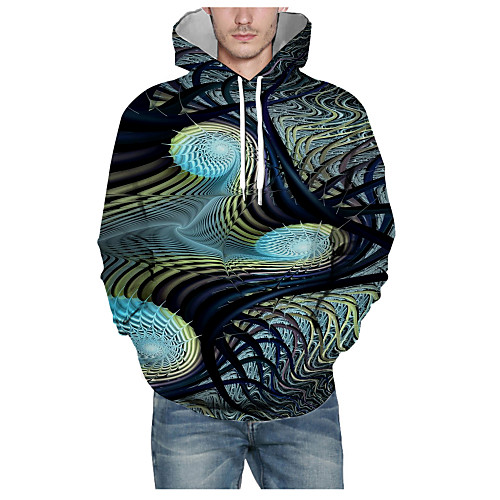 

Men's Pullover Hoodie Sweatshirt Print Graphic 3D Daily 3D Print Basic Hoodies Sweatshirts Black