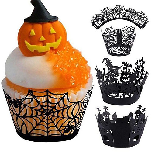 

Halloween Party Halloween Sweet Pots 12 Pcs/Set Cupcake Wrappers Sweet Pots Cake Paper Cups Halloween Party Decorations