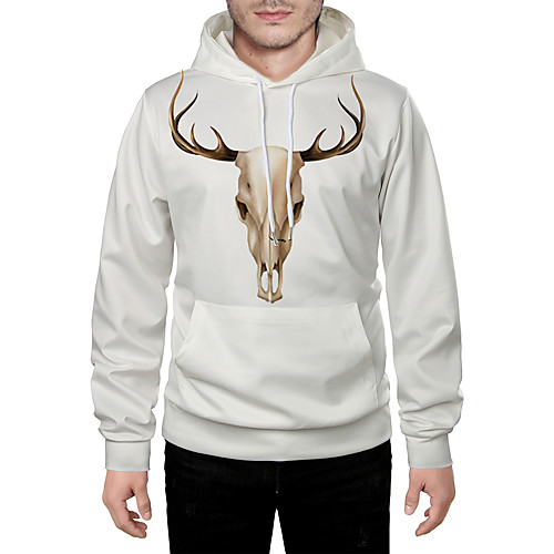 

Men's Daily Pullover Hoodie Sweatshirt 3D Graphic Animal Hooded Basic Hoodies Sweatshirts Long Sleeve White