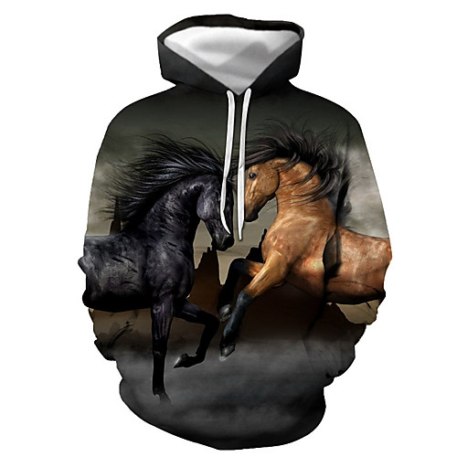 

Men's Pullover Hoodie Sweatshirt Graphic Animal Hooded Daily Going out 3D Print Basic Casual Hoodies Sweatshirts Long Sleeve Black