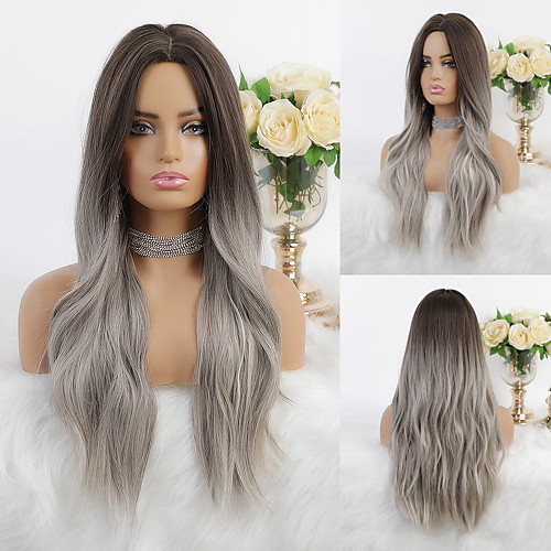 

Synthetic Wig Ombre Cosplay Wig Curly Wavy Middle Part Wig Long Ash Brown#8 Synthetic Hair 26 inch Women's Heat Resistant Fashion Color Gradient Brown Ombre EMMOR / Ombre Hair