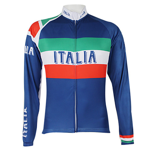 

Malciklo Men's Long Sleeve Cycling Jersey Winter Royal BlueGreen Italy Champion National Flag Bike Jersey Top Mountain Bike MTB Road Bike Cycling Windproof Quick Dry Waterproof Zipper Sports