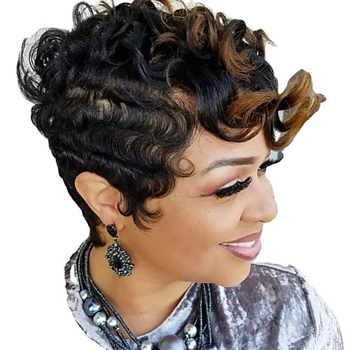 

Synthetic Wig Afro Curly Pixie Cut Wig Short Black / Brown Synthetic Hair 6 inch Women's Fashionable Design Party Coloring Black
