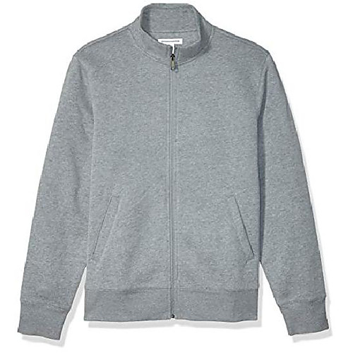 

men's standard full-zip fleece mock neck sweatshirt, light grey heather small