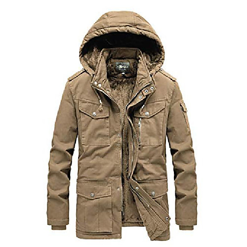 

men's winter parka jacket military fur lined coat with removable hood