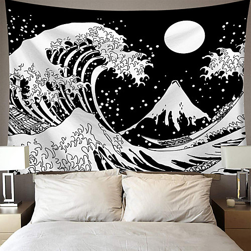 

Wall Tapestry Art Decor Blanket Curtain Picnic Tablecloth Hanging Home Bedroom Living Room Dorm Decoration Polyester Big Waves