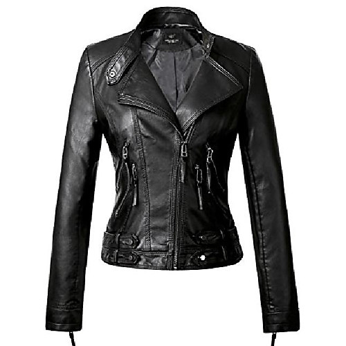 

women's casual faux leather motorcycle jacket (xx-large, black)