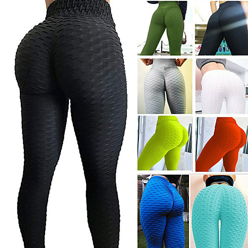 

Women's High Waist Running Tights Leggings Athletic Bottoms Butt Lift Spandex Winter Yoga Gym Workout Running Training Exercise Tummy Control Breathable Quick Dry Sport Solid Colored Light Blue White