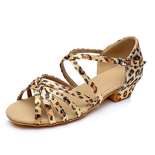 

Women's Latin Shoes Heel Thick Heel Leopard White Black