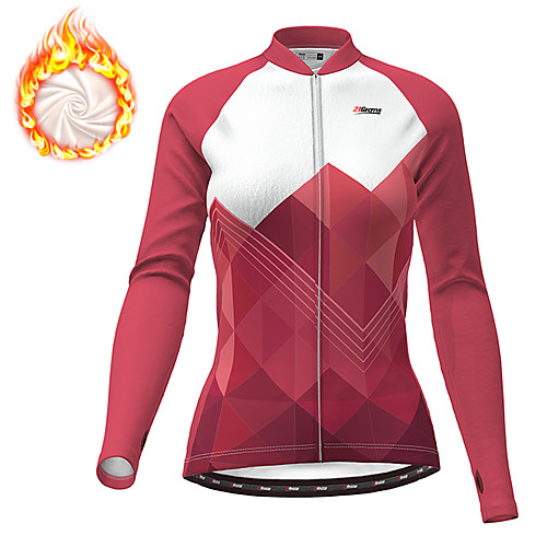 

21Grams Women's Long Sleeve Cycling Jersey Winter Fleece Red Gradient Bike Jersey Top Mountain Bike MTB Road Bike Cycling Thermal Warm Fleece Lining Breathable Sports Clothing Apparel / Micro-elastic