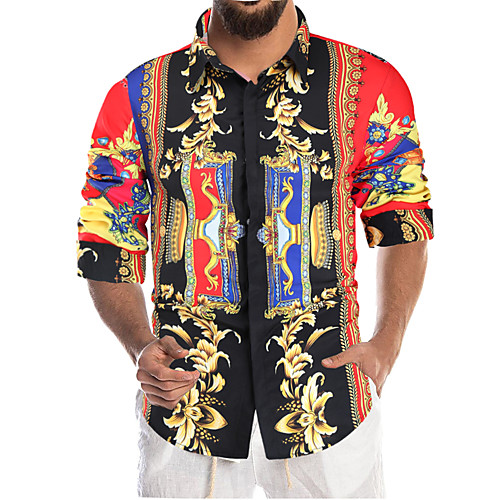 

Men's Shirt 3D Print Graphic Long Sleeve Daily Tops Rainbow