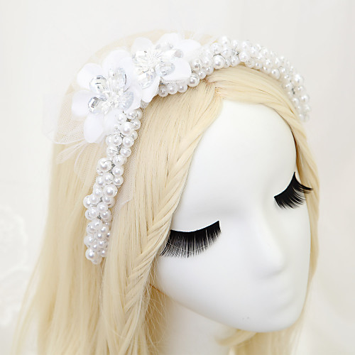 

Net / Paillette / Alloy Headdress with Imitation Pearl / Flower / Paillette 1 Piece Wedding Headpiece