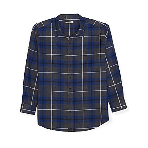 

men's big & tall long-sleeve plaid flannel shirt, blue/charcoal heather plaid, 5x