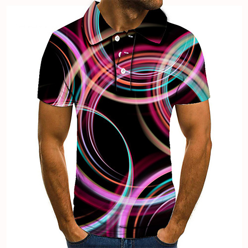 

Men's Polo 3D Print Graphic Print Short Sleeve Daily Tops Basic Red