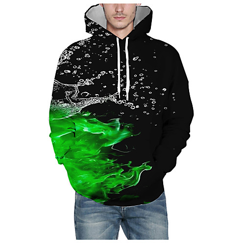 

Men's Pullover Hoodie Sweatshirt Print 3D Graphic Hooded Daily Basic Hoodies Sweatshirts Long Sleeve Black