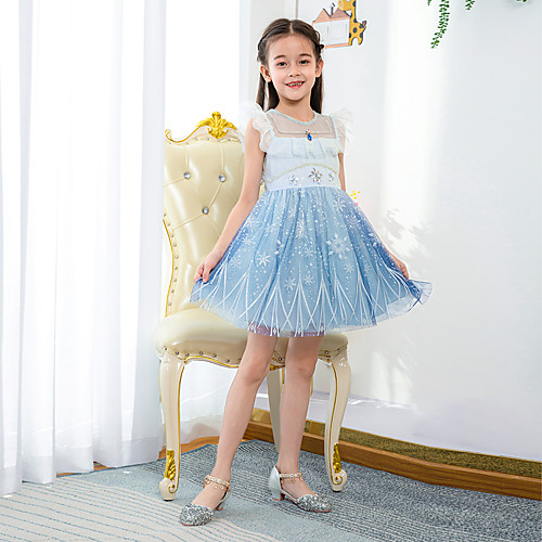 

Fairytale Dress Girls' Movie Cosplay Cosplay Princess Vacation Dress Blue Dress Children's Day Polyester / Cotton