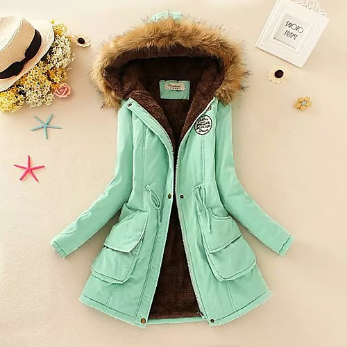 

Women's Autumn / Fall Parka Regular Long Sleeve Cotton Coat Tops Light Pink