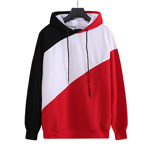 

Men's Pullover Hoodie Sweatshirt Color Block Daily Going out non-printing Streetwear Hoodies Sweatshirts Black Blue Red