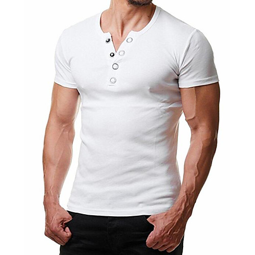

Men's T shirt non-printing Solid Colored Short Sleeve Daily Tops Cotton Basic White Blue Red