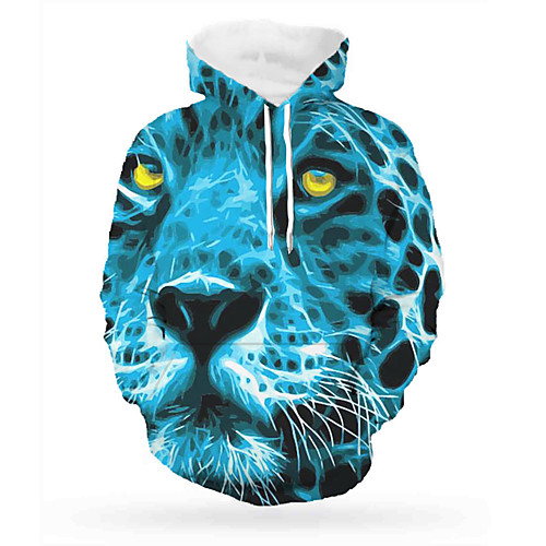 

Men's Pullover Hoodie Sweatshirt Graphic Animal Daily 3D Print Basic Hoodies Sweatshirts Blue