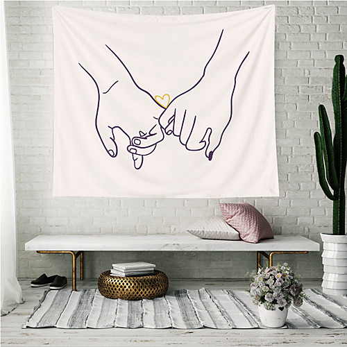 

Wall Tapestry Art Decor Blanket Curtain Picnic Tablecloth Hanging Home Bedroom Living Room Dorm Decoration Polyester Lover Hands Stick Figure Views