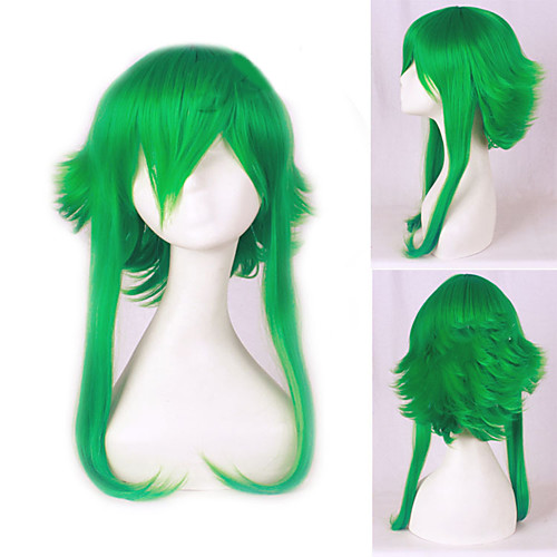 

Vocaloid Gumi Cosplay Wigs Women's With Bangs 16 inch Heat Resistant Fiber Curly Green Teen Adults' Anime Wig