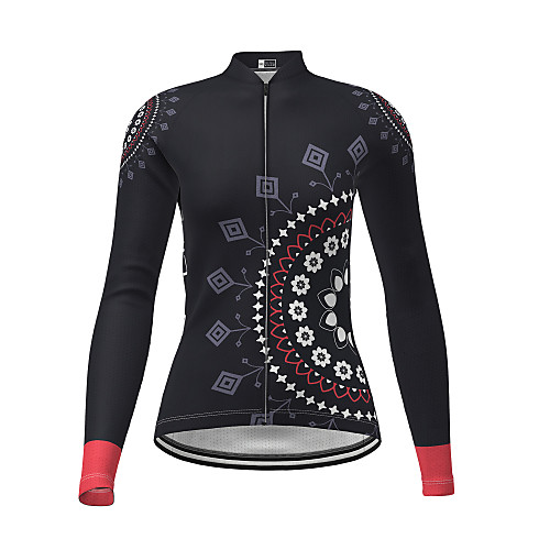 

21Grams Women's Long Sleeve Cycling Jersey Black Novelty Floral Botanical Bike Jersey Top Mountain Bike MTB Road Bike Cycling Quick Dry Breathable Sports Clothing Apparel / Micro-elastic / Athleisure