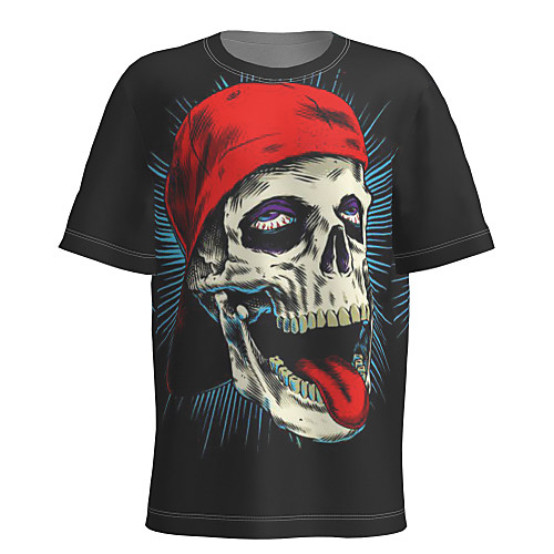

Men's T shirt 3D Print Graphic Skull Muscle Short Sleeve Sports Tops Basic Black