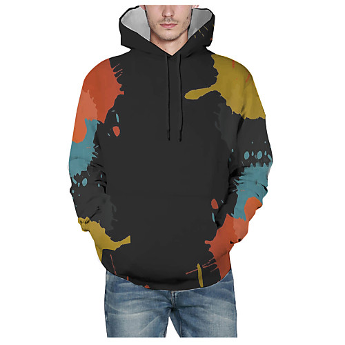 

Men's Daily Pullover Hoodie Sweatshirt 3D Graphic Hooded Basic Hoodies Sweatshirts Long Sleeve Black