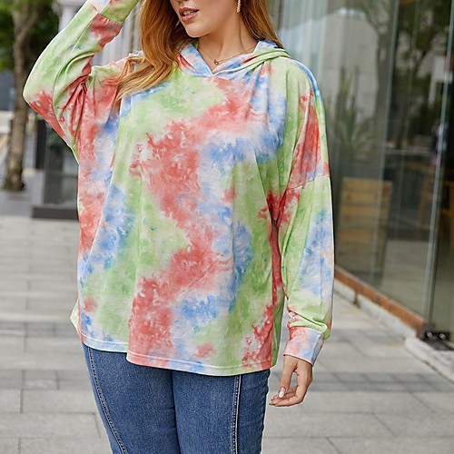 

Women's Pullover Hoodie Sweatshirt Tie Dye Daily non-printing Casual Hoodies Sweatshirts Red