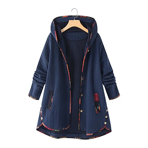 

Women's Parka Parka Casual Daily Classic & Timeless Solid Colored Poly&Cotton Blend Long Sleeve Navy Blue M / L / XL