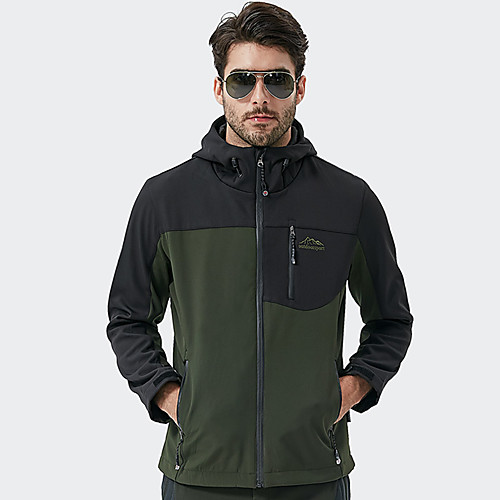

Men's Hiking Softshell Jacket Hiking Jacket Winter Outdoor Waterproof Windproof Breathable Warm Jacket Top Camping / Hiking Hunting Ski / Snowboard Dark Grey Army Green