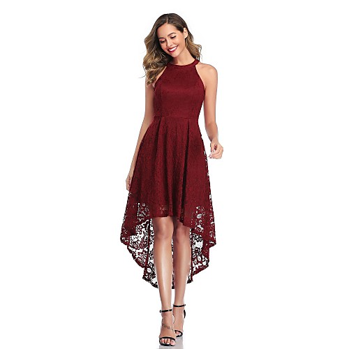 

Women's Sheath Dress Knee Length Dress White Wine Dusty Blue Short Sleeve Solid Color Lace Patchwork Summer Casual 2021 S M L XL XXL