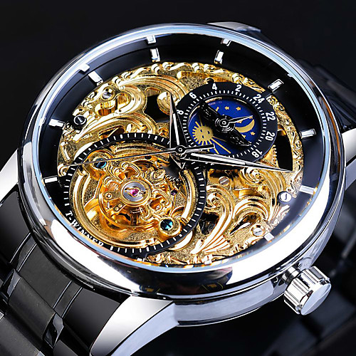 

WINNER Men's Mechanical Watch Analog Automatic self-winding Vintage Style Casual Hollow Engraving / Two Years / Stainless Steel