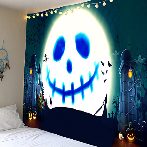 

Halloween Party Holiday Wall Tapestry Art Decor Blanket Curtain Picnic Tablecloth Hanging Home Bedroom Living Room Dorm Decoration Psychedelic Skull Skeleton Moon Pumpkin Polyester