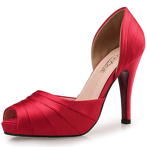 

Women's Heels Pumps Peep Toe Wedding Party & Evening Satin Red Blue