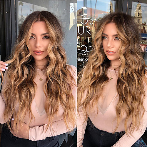 

Synthetic Wig Body Wave Middle Part Wig Very Long Brown Synthetic Hair 26 inch Women's Highlighted / Balayage Hair Middle Part Brown