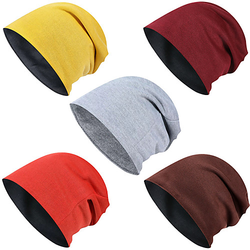 

Men's Women's Beanie Hat 1 PCS Winter Outdoor Portable Breathable Warm Soft Skull Cap Beanie Hat Solid Color Cotton Yellow Burgundy Grey for Fishing Climbing Camping / Hiking / Caving