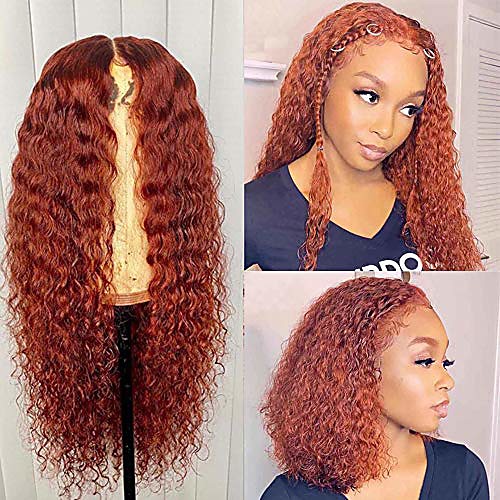 

warm orange red curly pre plucked with baby hair legendary colored kinky curly black women(18 inch)