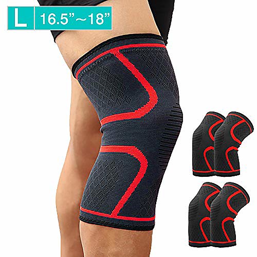 

knee brace, compression sleeve knee sleeves knee pad support for arthritis, acl, running, biking, joint pain relief, workout, sports for men and women 2 pair