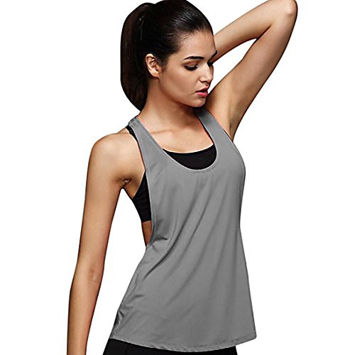 

racer back yoga tank top activewear workout clothes loose gym training sport tank tops for women (m, gray)