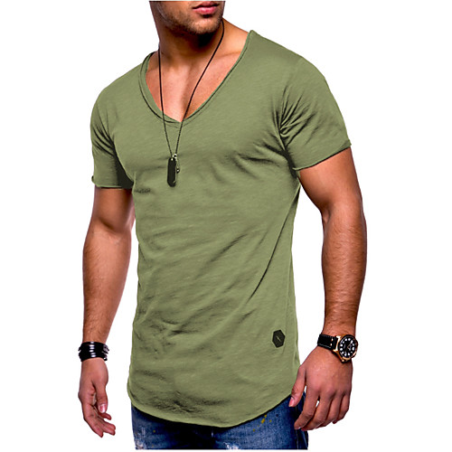 

Men's T shirt Graphic Plus Size Pure Color Short Sleeve Daily Tops Cotton Basic White Black Yellow
