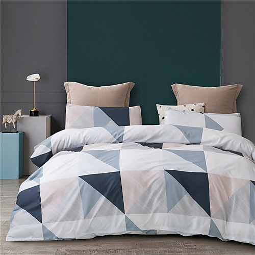 

Triangle Lines Print 3 Pieces Bedding Set Duvet Cover Set Modern Comforter Cover-3 Pieces-Ultra Soft Hypoallergenic Microfiber Include 1 Duvet Cover and 1 or2 Pillowcases