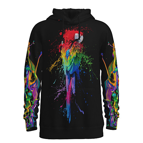 

Men's Daily Pullover Hoodie Sweatshirt 3D Graphic Hooded Basic Hoodies Sweatshirts Long Sleeve Black