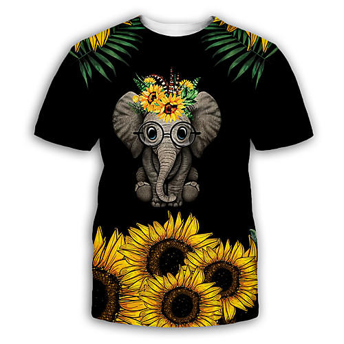 

Men's T shirt 3D Print Graphic Print Short Sleeve Party Tops Exaggerated Black