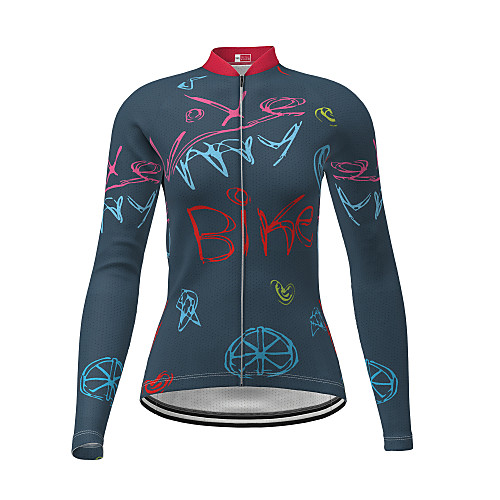 

21Grams Women's Long Sleeve Cycling Jersey Dark Navy Novelty Lemon Bike Jersey Top Mountain Bike MTB Road Bike Cycling Quick Dry Breathable Sports Clothing Apparel / Micro-elastic / Athleisure