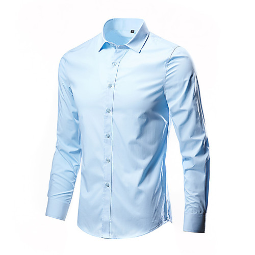 

Men's Shirt non-printing Solid Colored Long Sleeve Daily Tops Cotton Basic White Black Blushing Pink